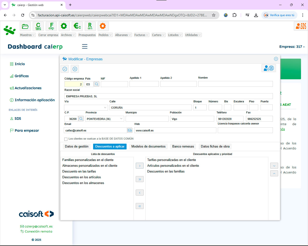 Gestión eficiente de tarifas y descuentos personalizados con el software ERP CAIERP