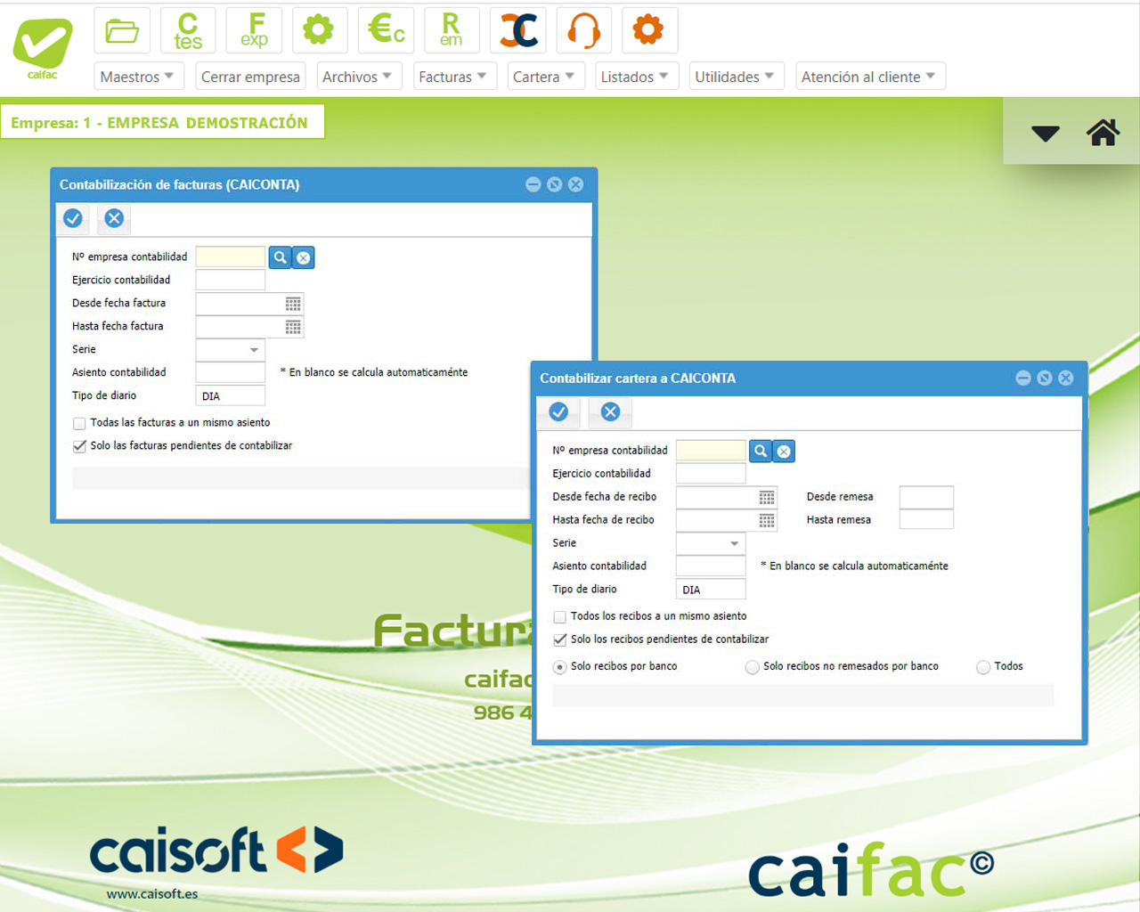 Crea los apuntes contables en CAICONTA con un proceso automático: software facturación online CAIFAC