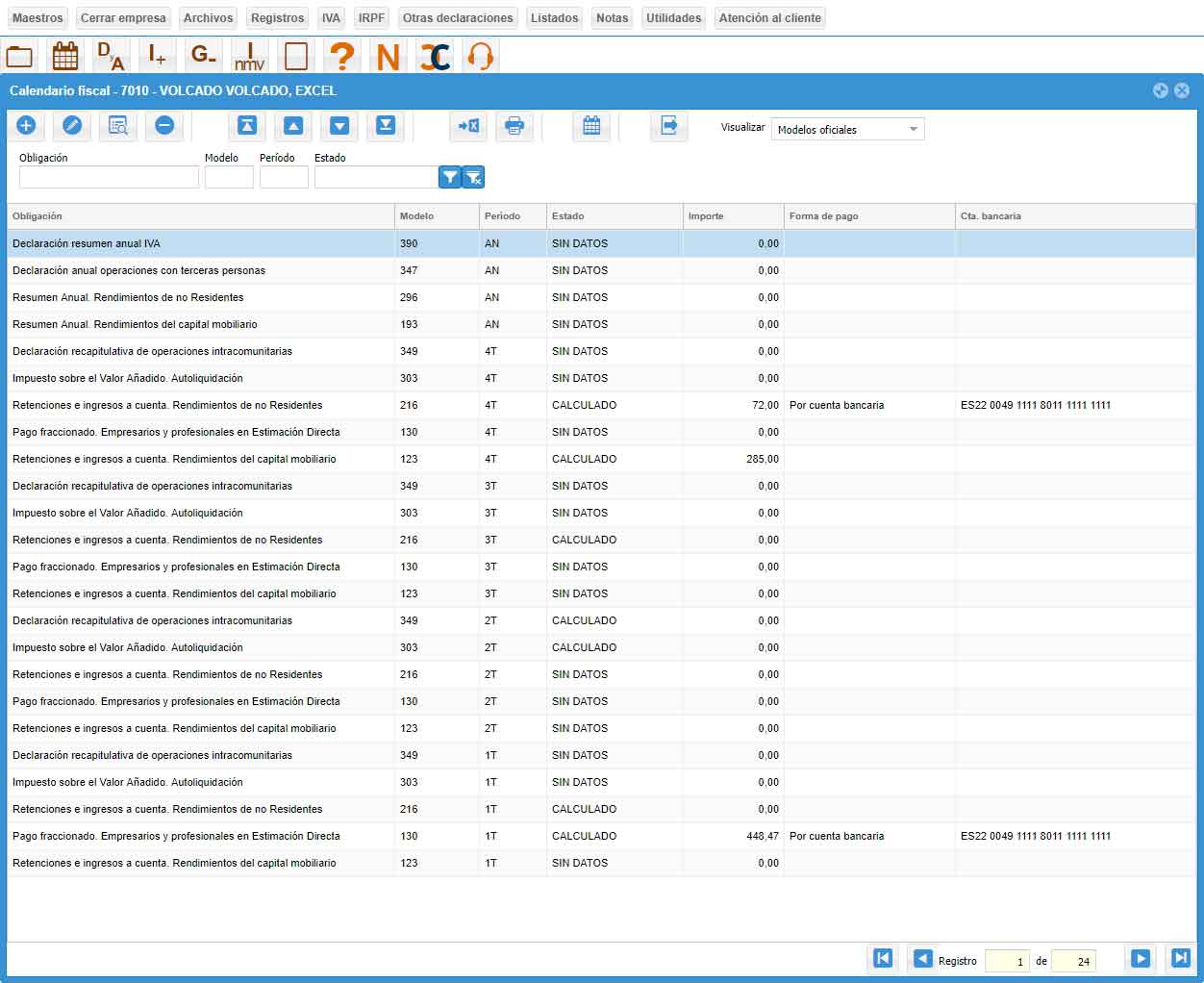 Calendario fiscal: software fiscal online CAIFIS