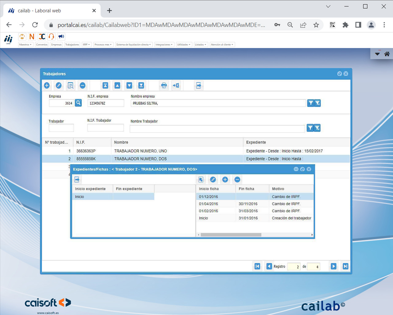Creación de expedientes: información de altas y bajas del trabajador en el software laboral online CAILAB