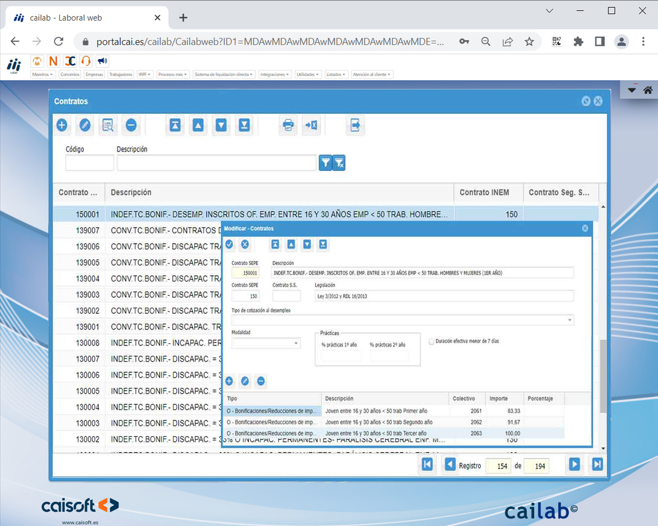 Plantillas de Contratos predefinidos: software laboral online CAILAB